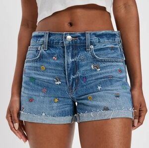 AE Denim '90s Boyfriend Short Embroidered Size 6